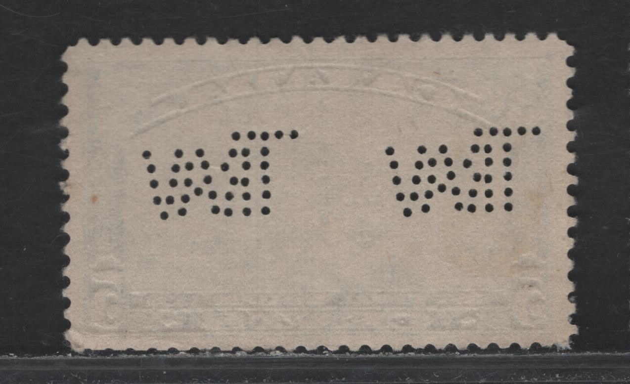 Lot 236 Canada #204var 5c Dull Blue, 1933 Royal William Issue, A Fine Used Single, BABN-D Paper, Perf 10.9x10.8, Montreal Traveller's Insurance Perfin (Pos. 1, Type T12) & A Few Short Perfs At LR, But Well Centered & Face Free Cancel.