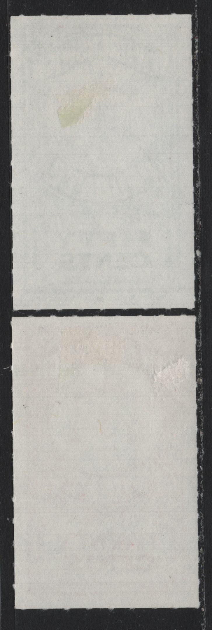 Lot 26 Canada - New Brunswick (C) Van Dam#NBP22-NBP23 20c - 50c Carmine - Green, 1960 Rouletted Probate Issue, 6 VFOG Singles