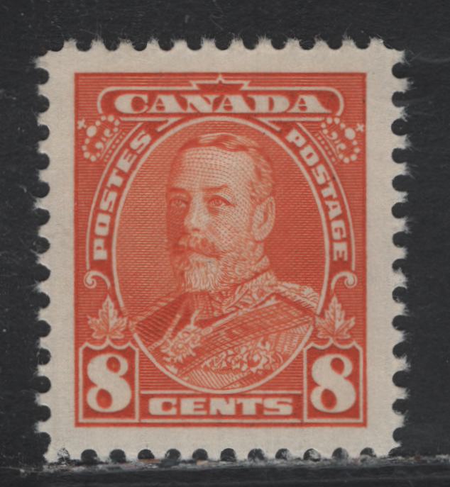 Lot 264 Canada #222 8c Orange, 1935 KGV Pictorial Issue, A SUPOG Single, CBN-IIIIII Paper, Perf 12x11.9, Near Perfect Centering.