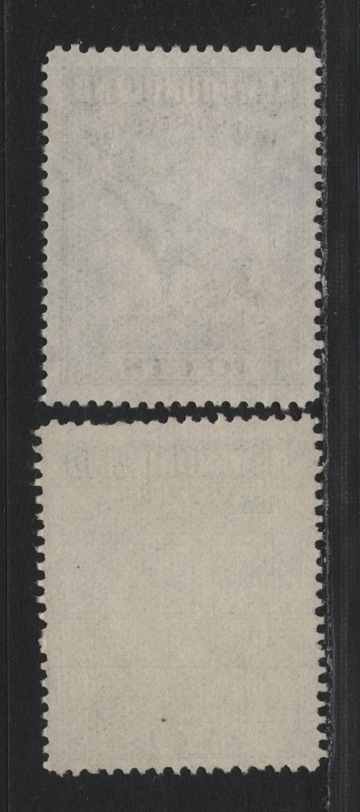 Lot 30 Newfoundland Van Dam#NFR27-28 10c - 25c Black - Green, 1938 Caribou Issue, 2 Fine/Very Fine Used Singles, Perkins Bacon Printing, Perf 13.75