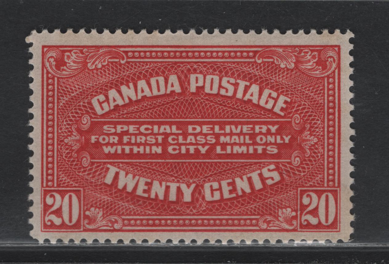 Lot 302 Canada #E2a 20c Scarlet, 1922 Special Delivery Issue, A VFOG Single, Wet Printing