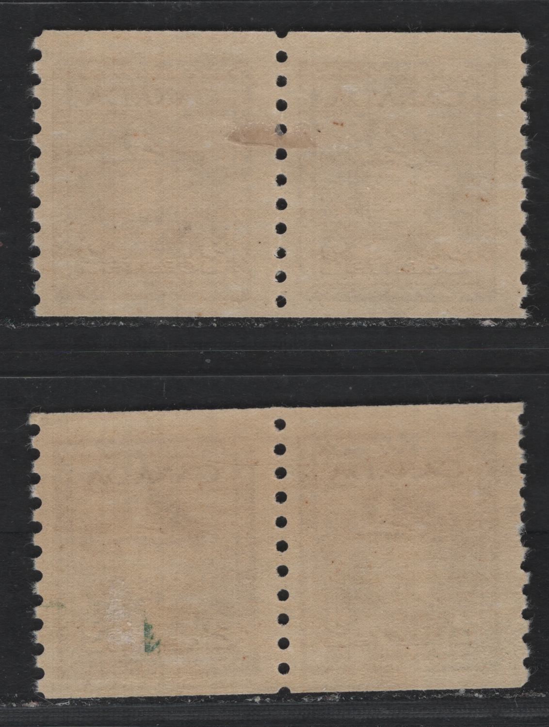 Lot 349 Canada #279 2c Brown & Bright Brown, 1948 King George VI War Issue, 2 FOG Coil Pairs Perf 9.5 Vertically On CBN-RRRRRR Paper