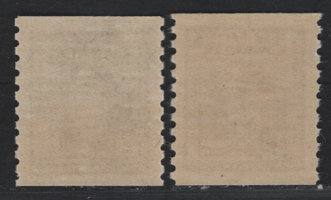 Lot 350 (C) Canada #279 2c, 1948 King George VI War Issue, 2 VFNH Coil Singles Perf 9.5 Vertically, Brown On CBN-RRRRRR & Brighter Brown On CBN-SSSSSS Papers