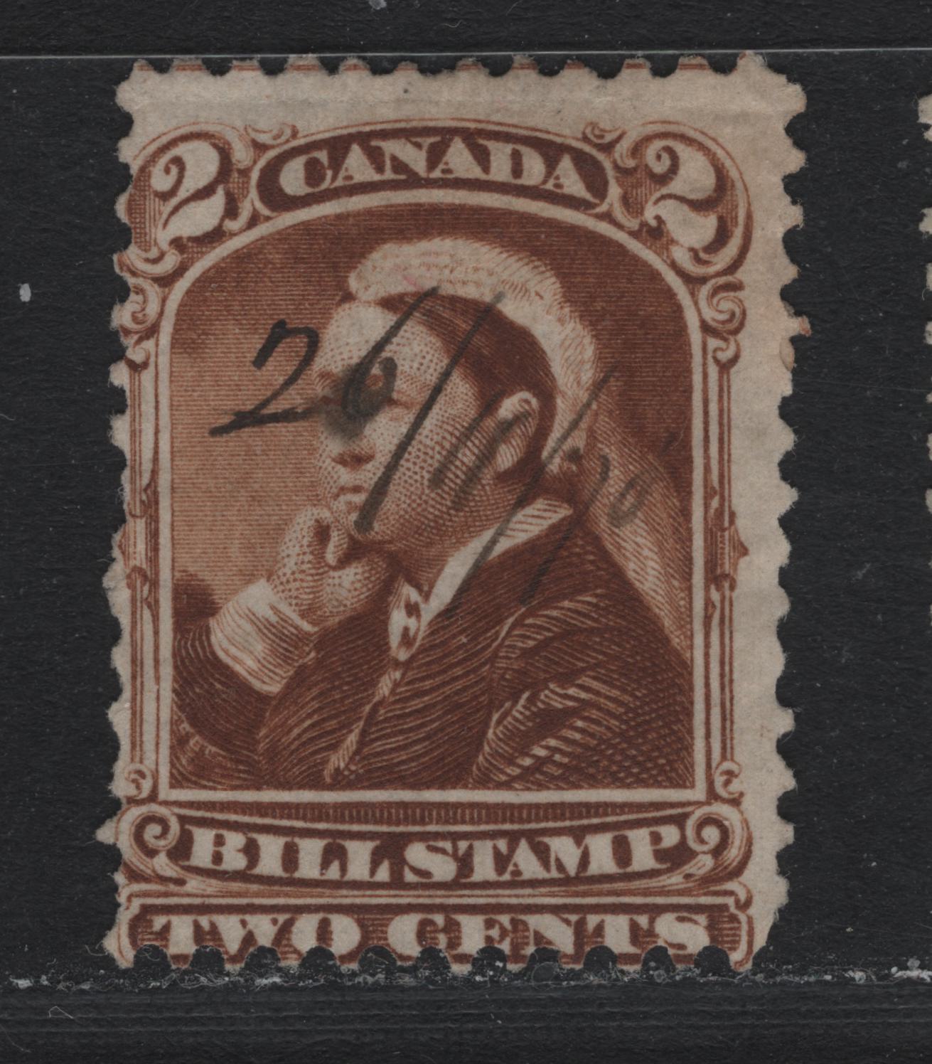 Lot 69 Canada (C) Van Dam#FB38 2c Brown, 1868 Third Bill Issue, A Very Good Used Single, As Lot 68, But VG