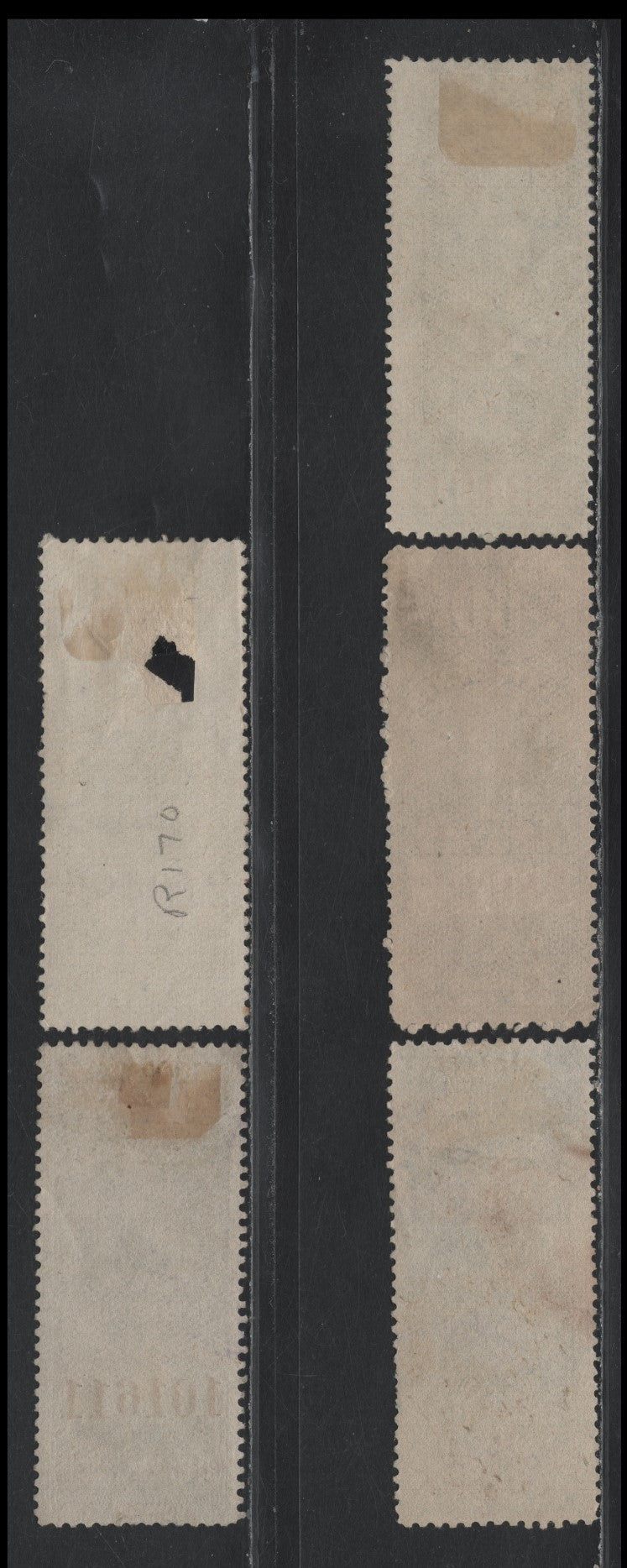 Lot 91 Canada Van Dam#FG18-FG20 25c - 60c Blue - Blue & Dark Blue, 1897 Gas Inspection Issue, 5 Fine/Very Fine Used Singles, Red Control Numbers