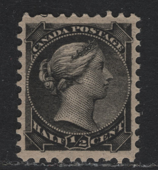 Lot 1 Canada (C) #34 1/2c Black , 1870-1893 Small Queen Issue, A VFNH Single, Second Ottawa Printing, Perf 11.9x12, 2O-B Paper, Well Centered & Fresh.