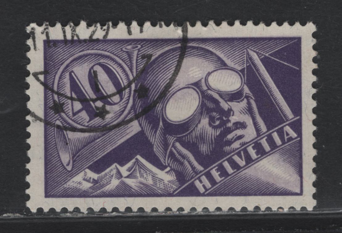Lot 129 Switzerland Scott#C7 40c Violet & Gray Violet , 1923-1925 Airmail Issue, A Very Fine Used Single