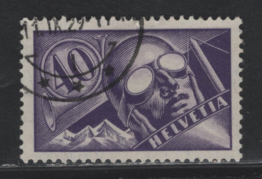 Lot 129 Switzerland Scott#C7 40c Violet & Gray Violet , 1923-1925 Airmail Issue, A Very Fine Used Single