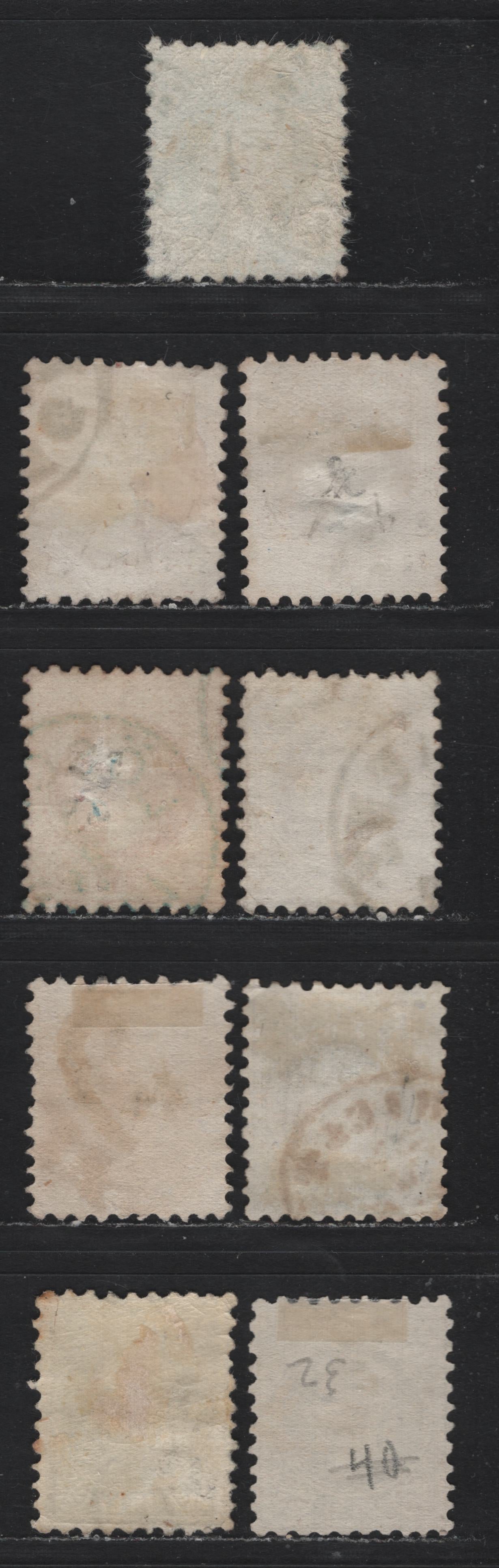 Lot 141 Austria (C) Scott#28, 29,a,e, 31, 32a 3kr - 25kr Green - Gray Lilac , 1867-1872 Franz Josef Issue, 9 Very Good/Fine/Very Fine Used Singles, Coarse Print, Perf 9.5, Includes Type 1 & 2 Of 5kr,And Several Other Varieties