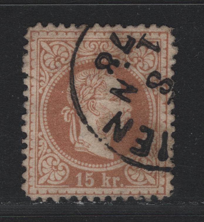 Lot 149 Austria (C) Scott#38c 15kr Brown , 1874-1880 Franz Josef Issue, A Very Fine Used Single, Perf 12