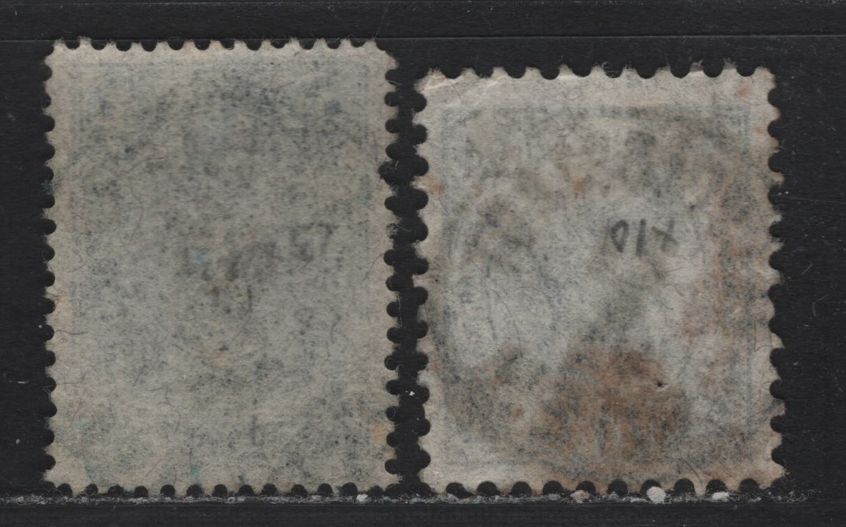 Lot 166 Austria Scott#59, 62 24kr - 1gld Gray Blue - Dark Blue , 1890-1896 Franz Josef Sidefaces Issue, 2 Very Fine Used Singles, Perfs 10 & 12.5, SON Leopoldstadt, Wien Cancel Dated April 21 1891 & December 29 1893 Spljet/Spalato Cancel Of Dalmatia