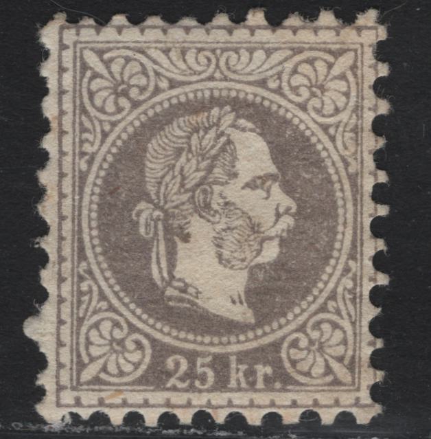 Lot 174 Austria Scott#32a 25kr Gray Lilac , 1867-1872 Franz Josef Issue, A VFOG Single, Coarse Print, Perf 9.5