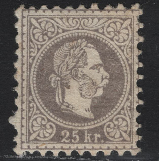 Lot 174 Austria Scott#32a 25kr Gray Lilac , 1867-1872 Franz Josef Issue, A VFOG Single, Coarse Print, Perf 9.5