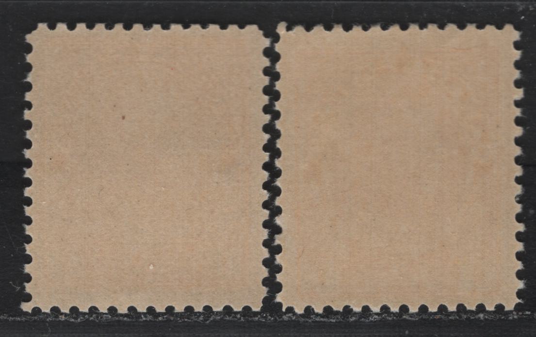 Lot 19 Canada (C) #105, 105i 1c Orange Yellow - Yellow , 1911-1925 Admiral Issue, 2 FNH Singles, ABN-E & ABN-B Papers, Perfs 12x11.9 & 12, Both Die 1 Wet Printings With Retouched Frameline.