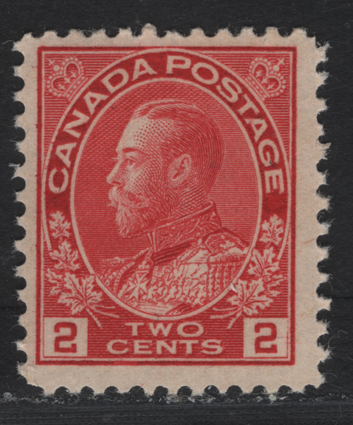Lot 20A Canada (C) #106 2c Carmine , 1911-1925 Admiral Issue, A FNH Single, ABN-E Paper, Perf 11.9x11.8, Retouched Frameline.