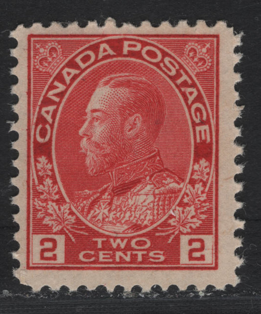 Lot 20A Canada (C) #106 2c Carmine , 1911-1925 Admiral Issue, A FNH Single, ABN-E Paper, Perf 11.9x11.8, Retouched Frameline.