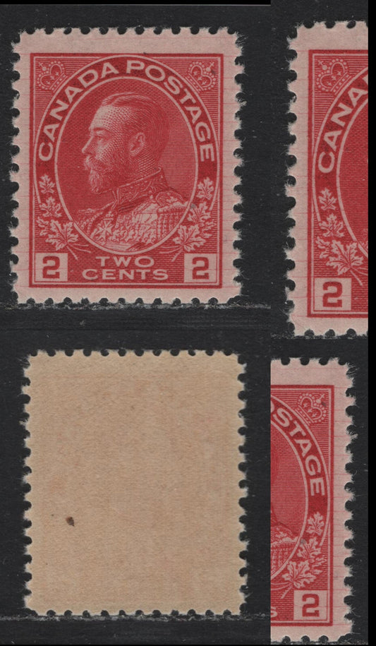 Lot 22 Canada (C) #106ix 2c Deep Rose Red , 1911-1924 KGV Admiral Issue, A VFNH Single, ABN-A Paper, Perf 11.9, Hairlines.