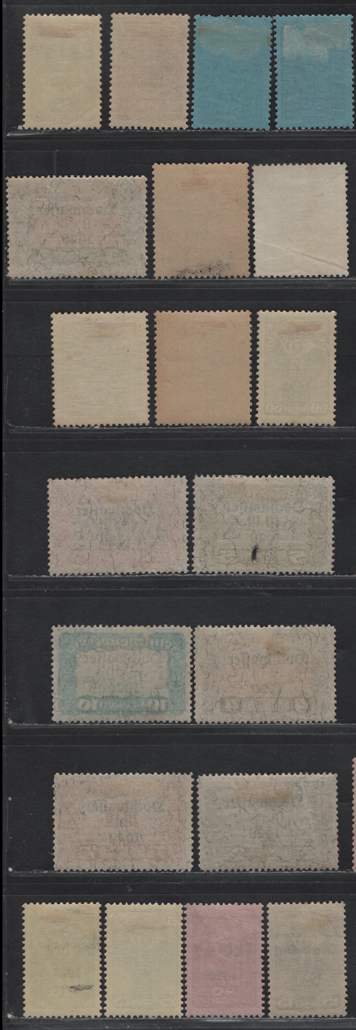 Lot 237A Austria Scott#B30-B49 5h - 20k Gray on Yellow - Carmine Rose & Violet , 1921 Flood Victims Semi Postal Issue, 20 F/VFOG & Unused Singles, 1k Has No Gum