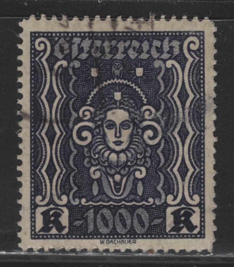 Lot 247 Austria Scott#294var 100k Black Violet , 1922-1924 Hyperinflation Issue, A Very Fine Used Single, Wet Printings, Scarcer Mixed Compound Line Perf 12.75x12.5 Instead Of the Common 12.75
