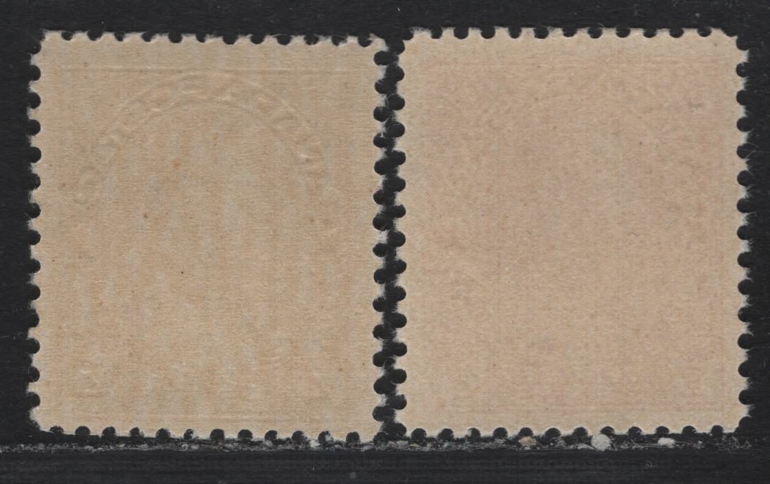 Lot 26 Canada (C) #109 3c - 4c Light Carmine Red - Olive Yellow , 1911-1924 KGV Admiral Issue, 2 FNH Singles, Dry Printings, ABN-J(3c) & ABN-M (4c) Papers, Die 1, Perf 11.9x11.8.