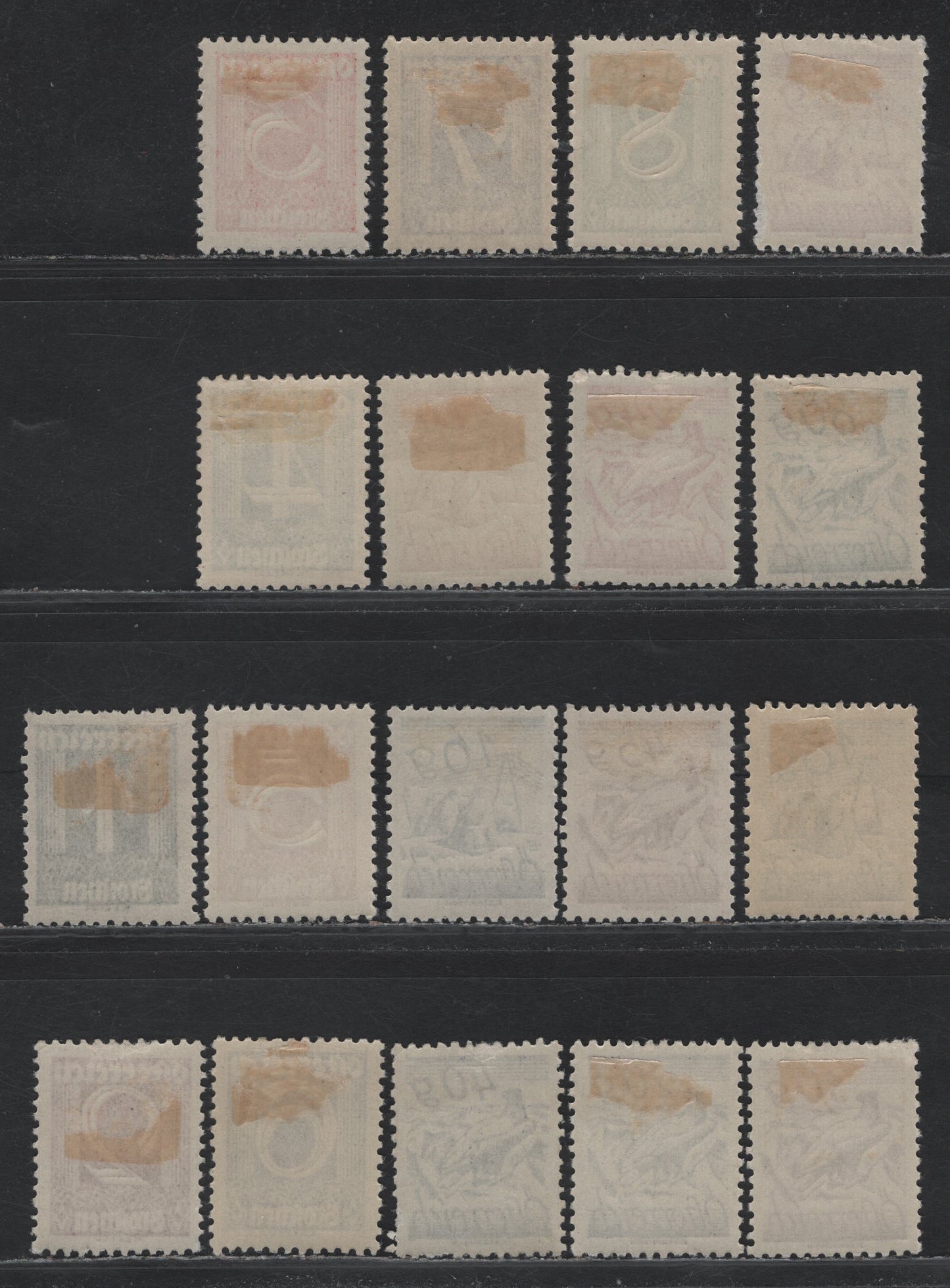 Lot 274 Austria Scott#303-320, 322 1g - 80g Dark Gray - Turquoise Blue , 1925-1932 First Shilling Issue, 18 VFOG Singles