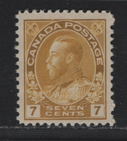 Lot 28 Canada (C) #113 7c Yellow Ochre , 1911-1924 KGV Admiral Issue, A FNH Single, Wet Printing, Normal Frameline, Perf 11.9, ABN-E Paper.