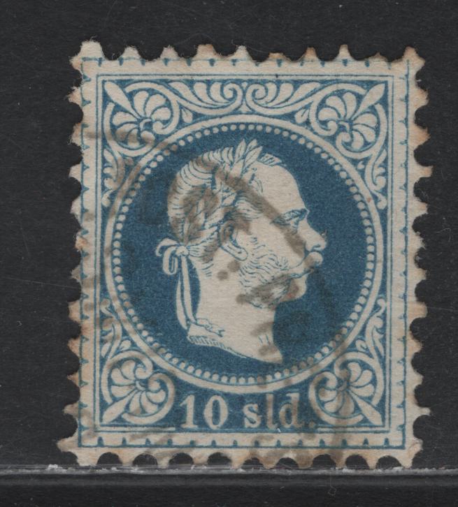 Lot 286 Austria Scott#7Fs 10sld Blue , 1875-1883 Franz Josef Issue, A Very Fine Used Single, Perf 9, Very, Very Slight Toning At Perf Tips
