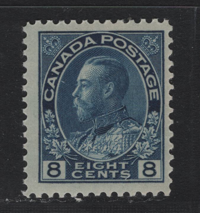 Lot 30 Canada (C) #115 8c Deep Blue , 1911-1924 KGV Admiral Issue, A FNH Single, ABN-JJJJJ Paper, Redrawn Frameline, Perf 12x12.1, Dry Printing.