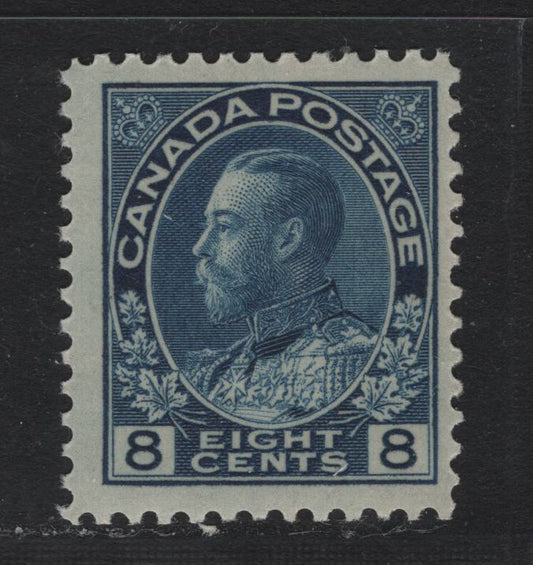 Lot 30 Canada (C) #115 8c Deep Blue , 1911-1924 KGV Admiral Issue, A FNH Single, ABN-JJJJJ Paper, Redrawn Frameline, Perf 12x12.1, Dry Printing.