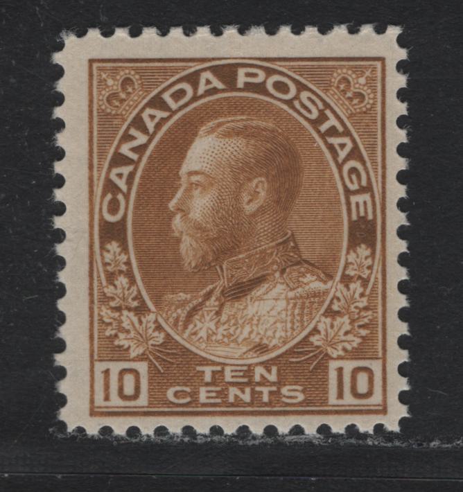 Lot 31 Canada (C) #118b 10c Yellow Bistre , 1911-1924 KGV Admiral Issue, A FNH Single, ABN-RRR Paper, Perf 11.9, Dry Printing.