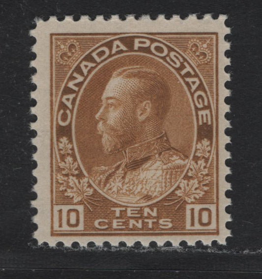 Lot 31 Canada (C) #118b 10c Yellow Bistre , 1911-1924 KGV Admiral Issue, A FNH Single, ABN-RRR Paper, Perf 11.9, Dry Printing.