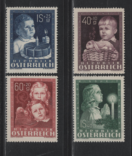 Lot 311A Austria (C) Scott#B260-B263 40g+10g - 1.40s+35g Brown Violet - Dark Green , 1949 Child Welfare Semi Postals, 4 F/VFNH Singles, As Lot 311, But Fine & Very Fine