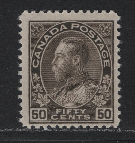 Lot 32 Canada (C) #120 50c Brownish Gray , 1911-1924 KGV Admiral Issue, A FOG Single, Dry Printing, Redrawn Frameline, Perf 12x12.1, Dry Printing.