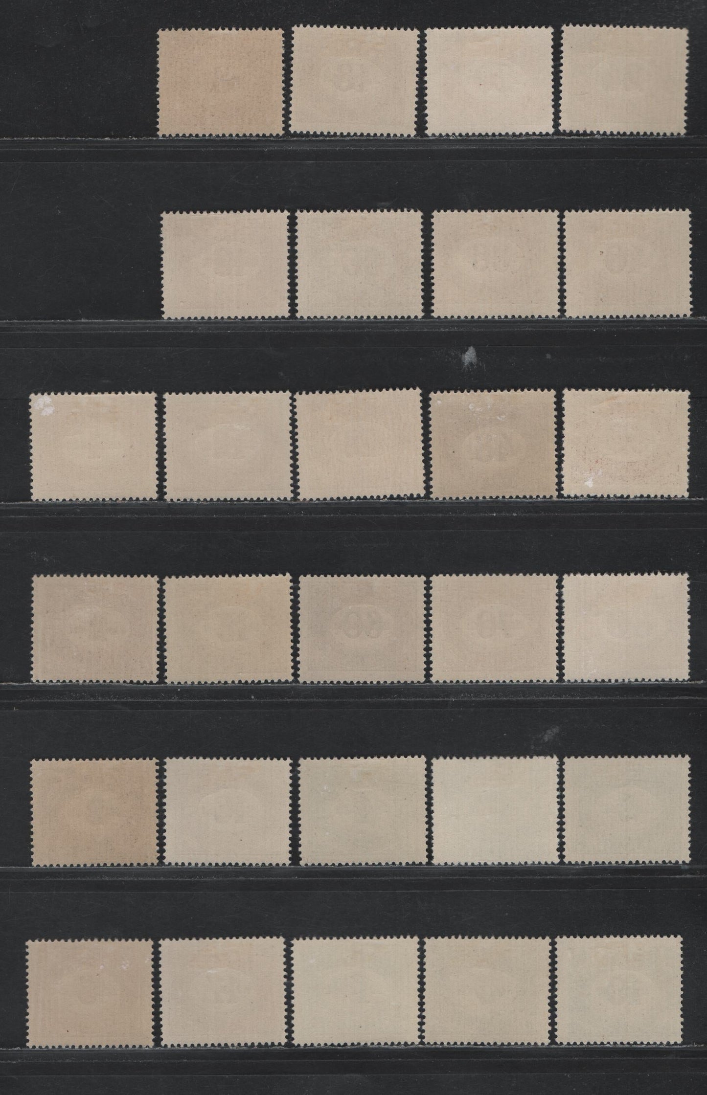 Lot 324 Austria (C) Scott#J204-J231 1g - 10s Chocolate - Blue , 1947 Postage Dues, 28 F/VFOG Singles