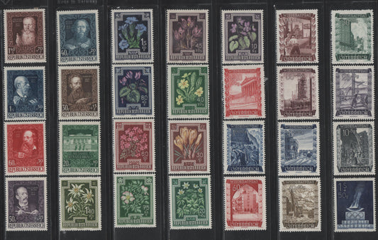 Lot 325 Austria (C) Scott#B224-B251 Dark Blue - Red Brown , 1948 Olympics - Konstlerhaus Issue, 28 F/VFOG Singles