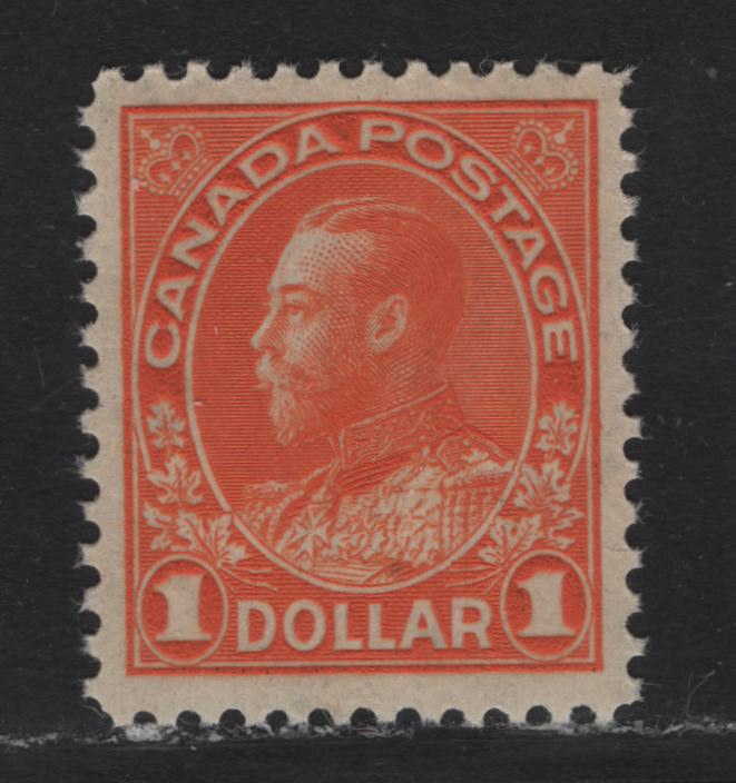 Lot 33 Canada (C) #122 $1 Orange , 1911-1924 KGV Admiral Issue, A VFNH Single, Dry Printing, ABN-I Paper, Perf 12x11.9.
