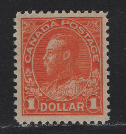 Lot 33 Canada (C) #122 $1 Orange , 1911-1924 KGV Admiral Issue, A VFNH Single, Dry Printing, ABN-I Paper, Perf 12x11.9.