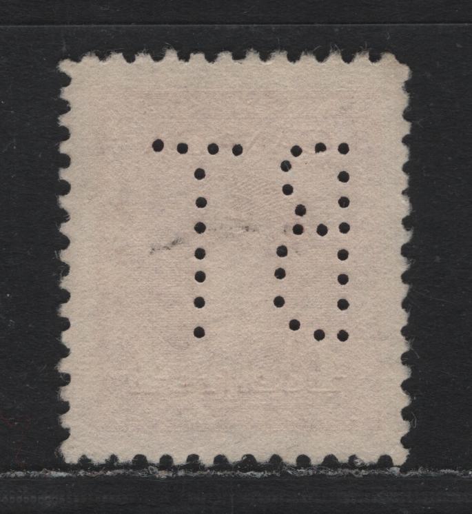 Lot 334 Canada #254var 4c Soft Carmine , 1942-1943 KGVI War Issue, A Very Fine Used Single, Opaque Wove Paper, Bell Telephone Perfin From Pos. 1