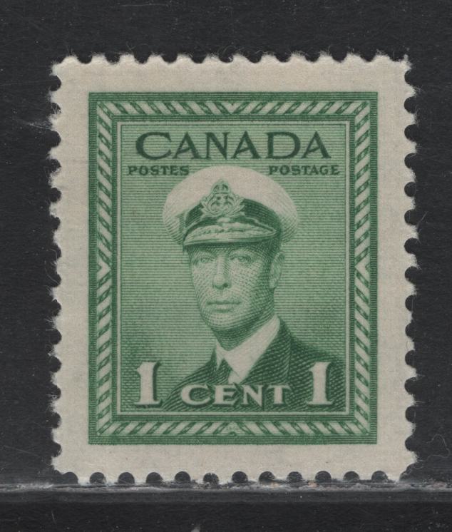 Lot 348 Canada #249 1c Pale Green , 1942-1943 KGVI War Issue, A SUPNH Single, CBN-BBBBBB Paper, Perf 12x11.9, Near Perfect Centering With Jumbo Margins.