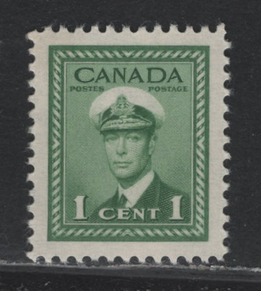 Lot 349 Canada #249 1c Green , 1942-1943 KGVI War Issue, A SUPNH Single, CBN-CCCCCCC Papers, Perf 11.9, Near Perfect Centering With Large Balanced Margins.