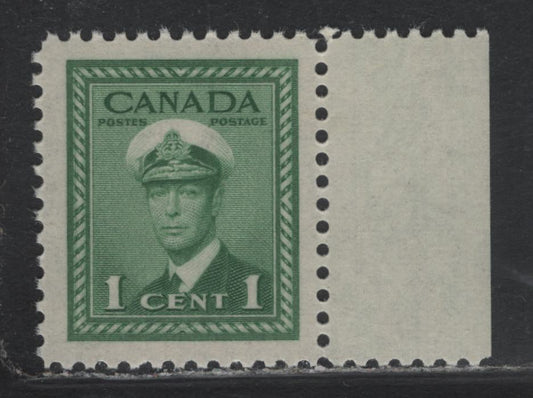 Lot 357 Canada #249 1c Green , 1942-1943 KGVI War Issue, A VFNH Single, CBN-NNNN Paper, Perf 11.9x11.8