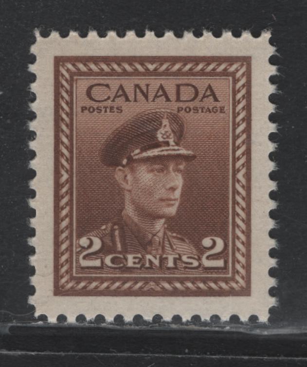 Lot 359 Canada #250 2c Brown , 1942-1943 KGVI War Issue, A GEMNH Single, CBN-ZZZZZZ Paper, Perf 12x11.9