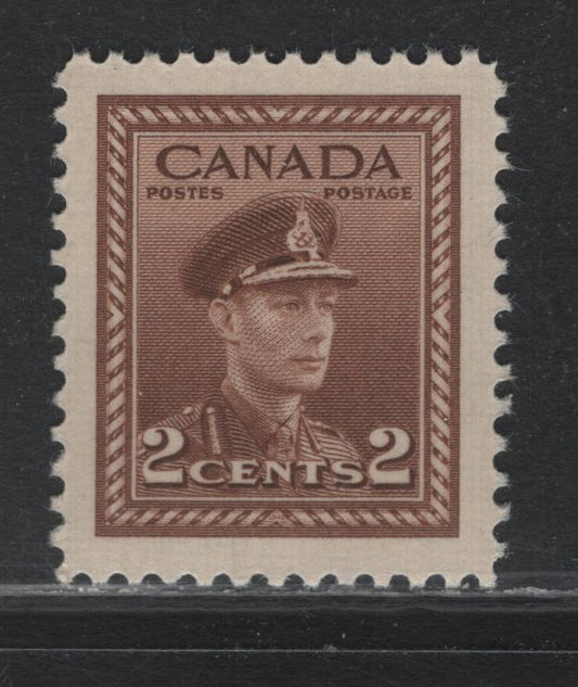 Lot 361 Canada #250 2c Brown , 1942-1943 KGVI War Issue, A SUPNH Single, CBN-EEEEEEE Paper, Perf 11.9, Almost Perfectly Centered.