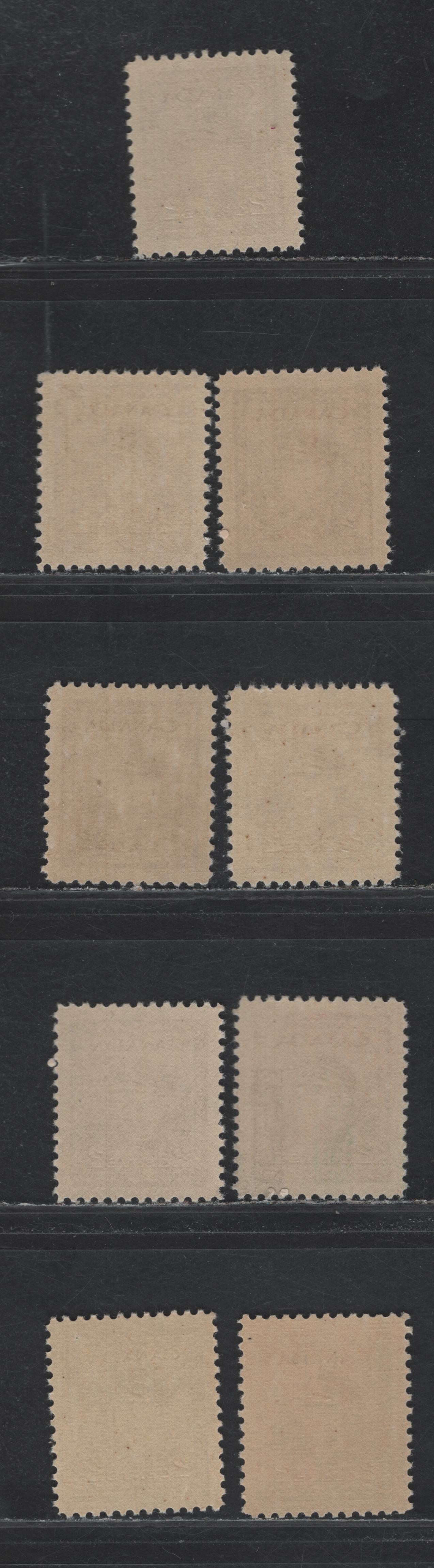 Lot 365 Canada #250 2c Brown , 1942-1943 KGVI War Issue, 9 VFNH Singles, Other Paper Types Other Than Those In The Other Lots But Not Checked In Detail, Includes 3 With Horizontal Ribbing And 6 Without