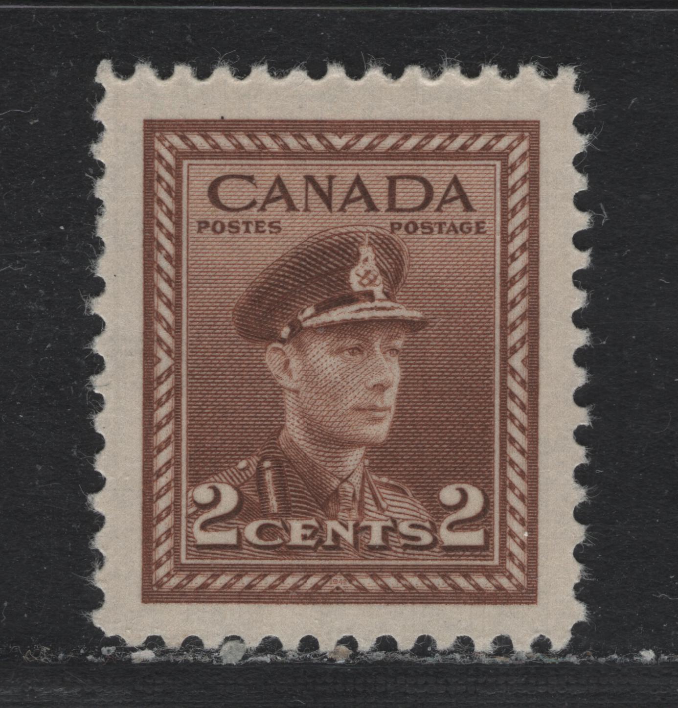 Lot 369 Canada #250var 2c Light Brown , 1942-1943 KGVI War Issue, A VFNH Single, CBN-SSSSS Paper, Perf 11.9