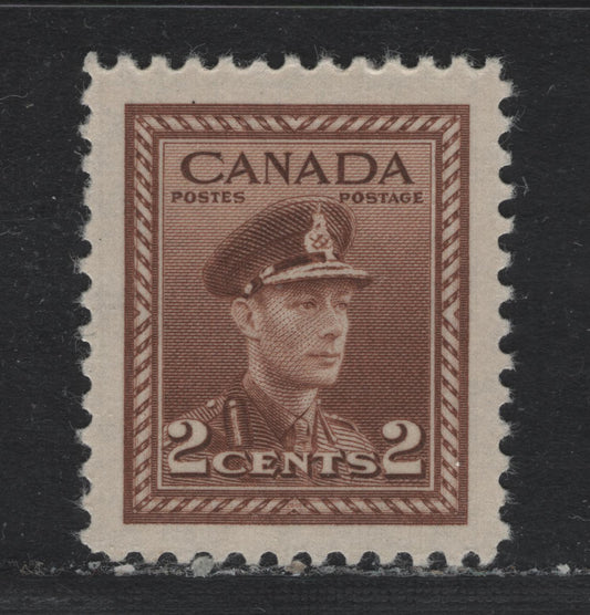 Lot 369 Canada #250var 2c Light Brown , 1942-1943 KGVI War Issue, A VFNH Single, CBN-SSSSS Paper, Perf 11.9