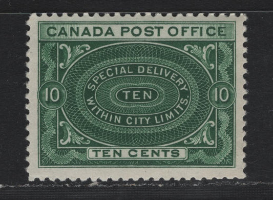 Lot 45 Canada (C) #E1b 10c Dark Yellow Green , 1898 Special Delivery Issue, A FNH Single, ABN-E Paper, Perf 11.9x11.95