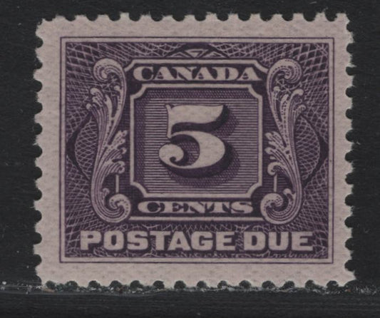 Lot 53 Canada (C) #J4a 5c Deep Bright Violet , 1906-1928 First Postage Due Issue, A VFNH Single, ABN-HHH Paper, Perf 11.9x11.8, Wet Printing.