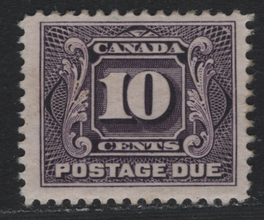 Lot 55 Canada (C) #J5 10c Deep Rose Lilac , 1906-1928 First Postage Due Issue, A FDG Single, ABN-KKK Paper, Perf 12x11.9, Disturbed Gum.
