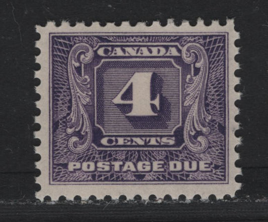 Lot 57 Canada (C) #J8 4c Bluish Violet , 1930-1932 Second Postage Due Issue, A VFNH Single, BABN-B Paper, Perf 10.9x10.8
